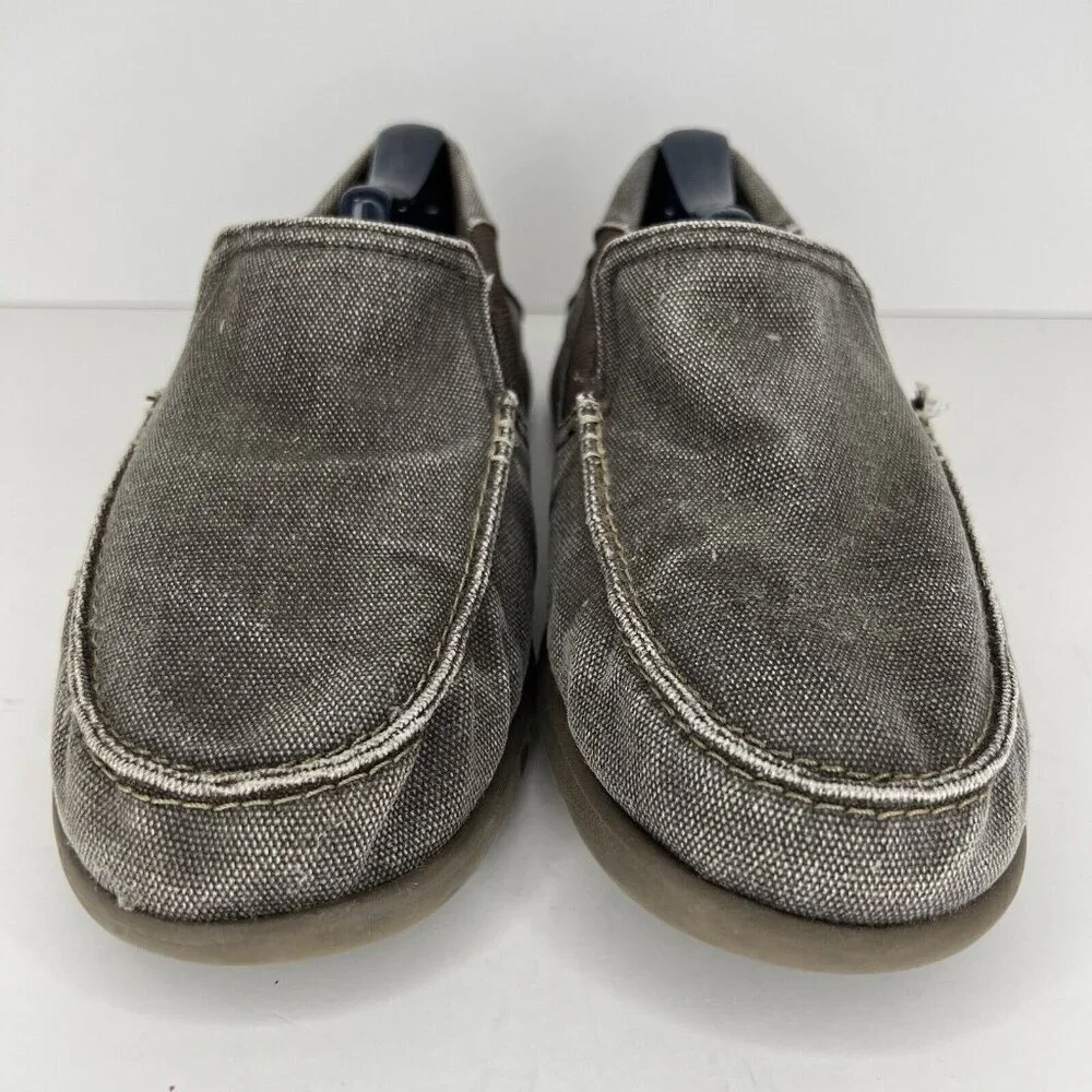 Crocs Santa Cruz Loafers Men's Size 9 Slip-On Canvas Khaki Shoes 202056